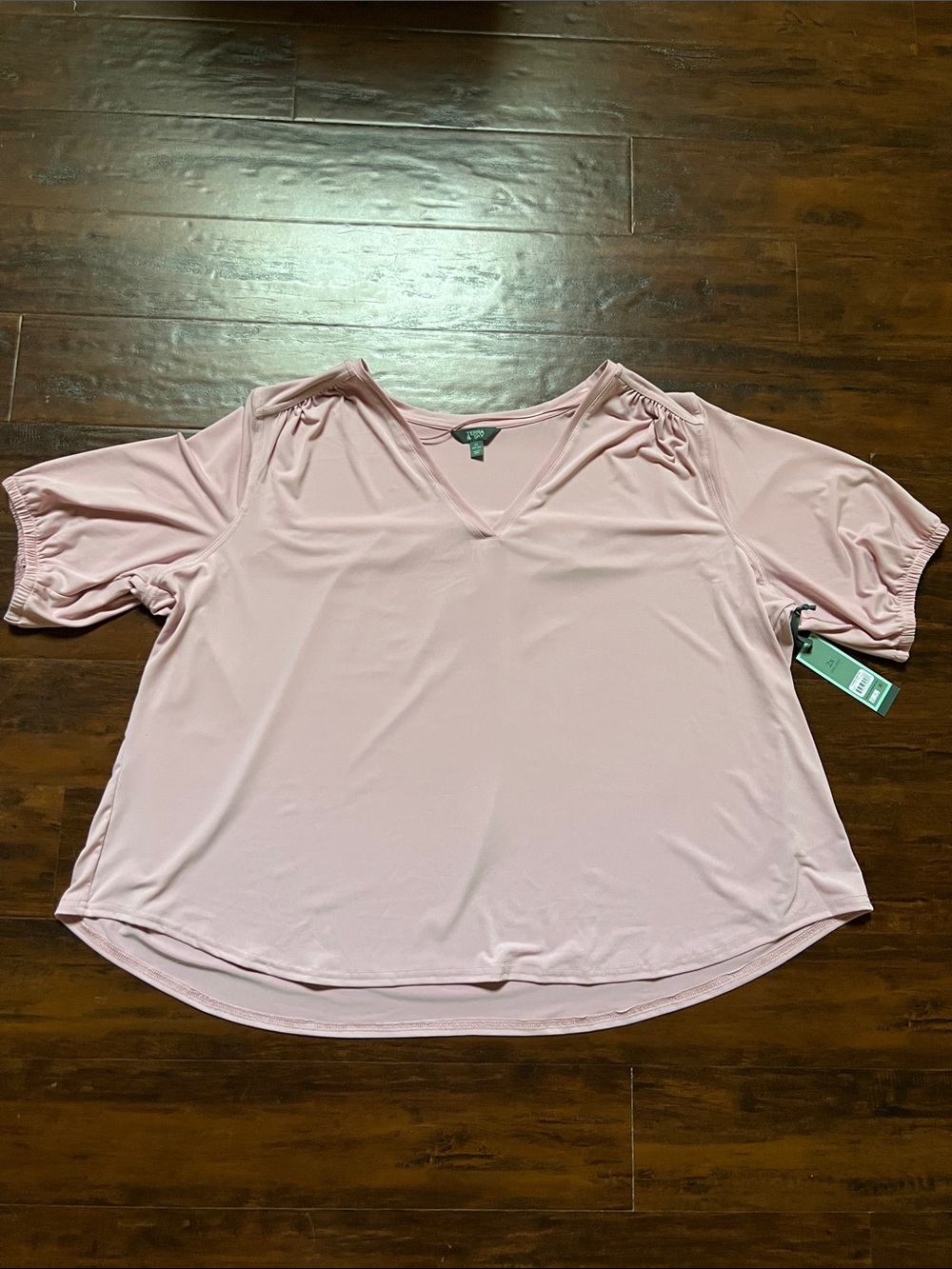 NWT Terra Blush Pink V-Neck Elbow Length Sleeve Women’s Plus Top Size 2X